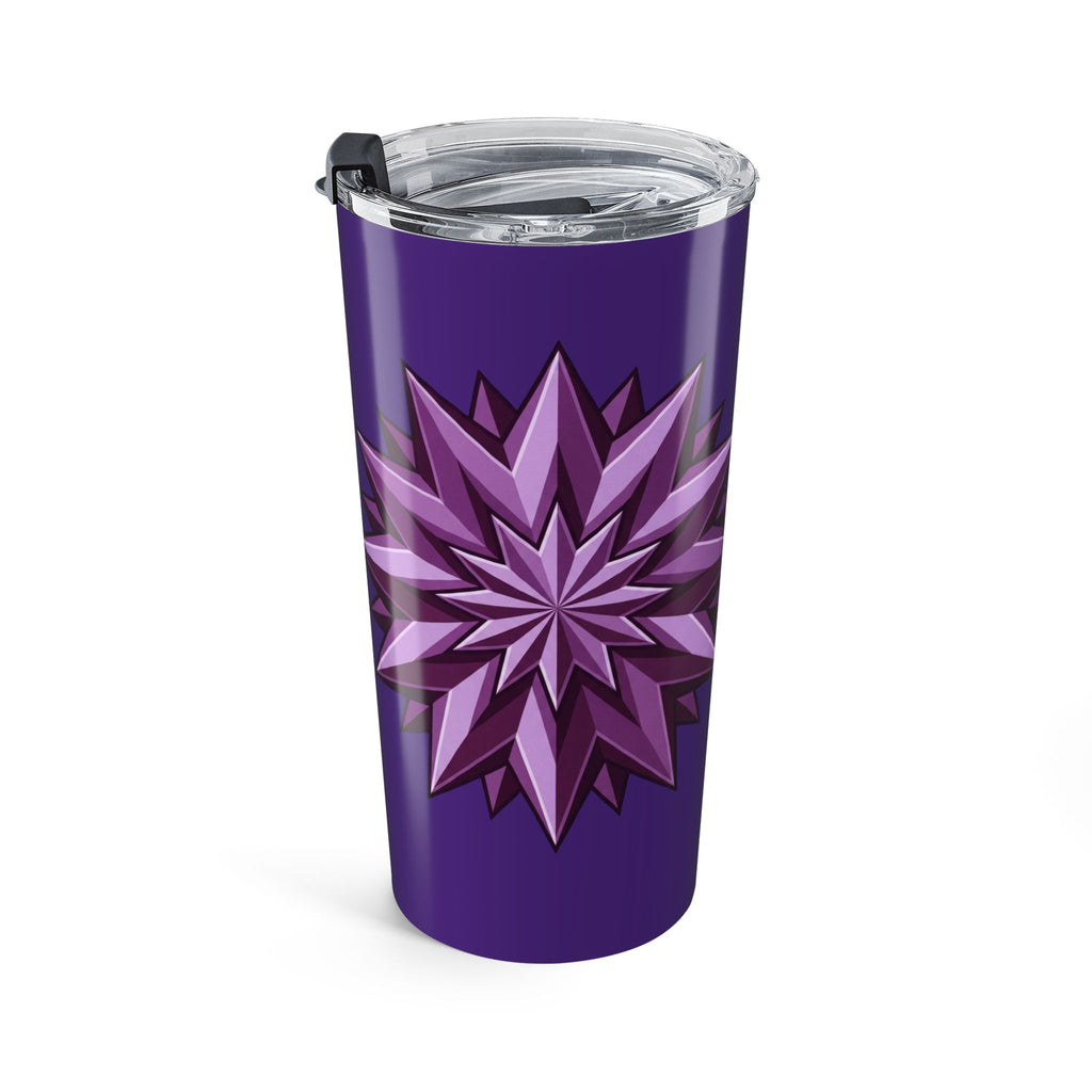 20oz Purple Starburst Tumbler — Insulated Floral Geometric Travel Cup- Dark Purple