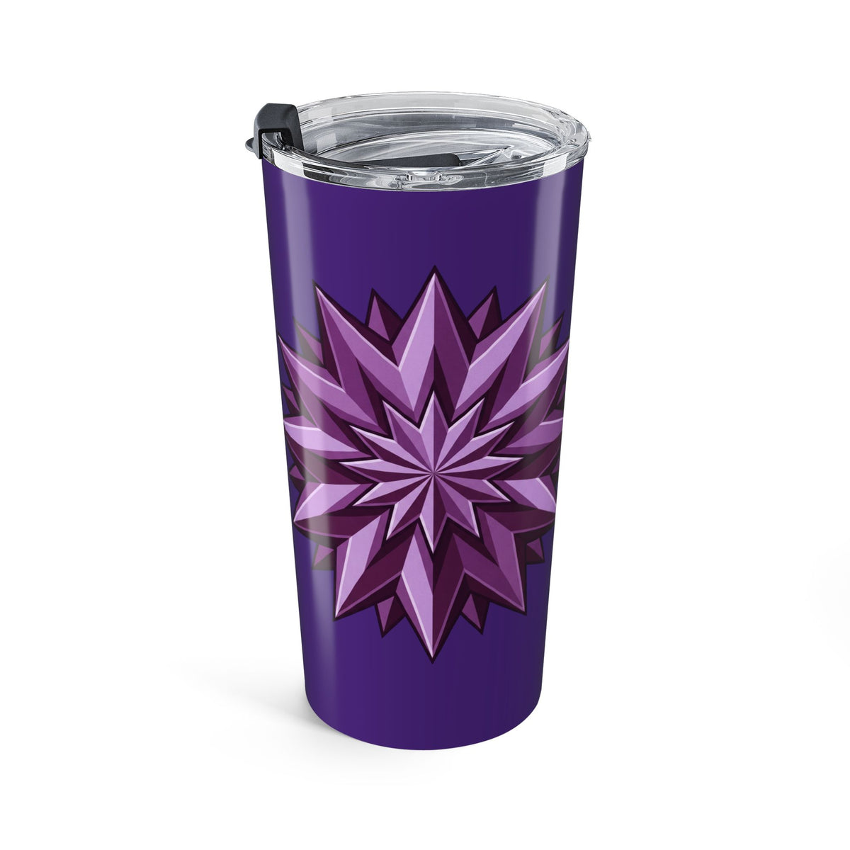 20oz Purple Starburst Tumbler — Insulated Floral Geometric Travel Cup- Dark Purple