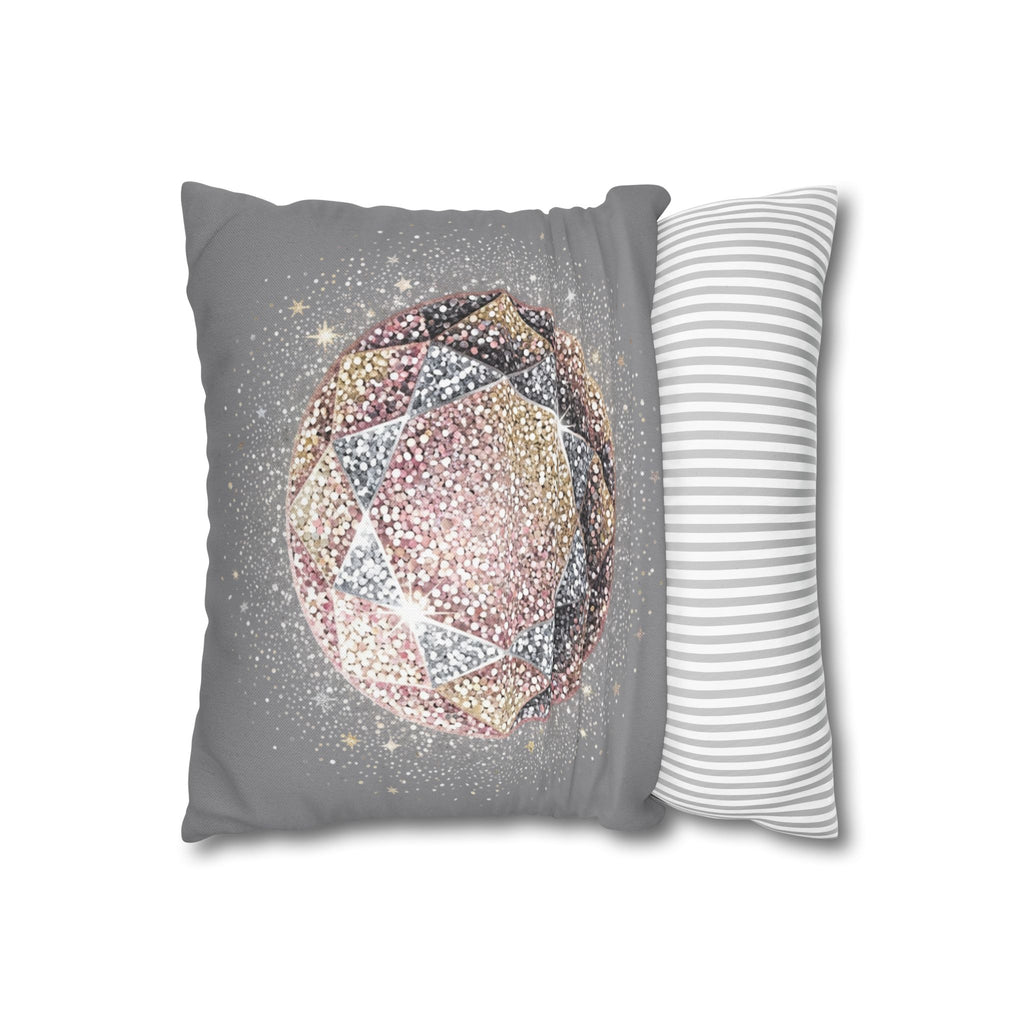 Glittery Grey Spun Polyester Square Pillowcase