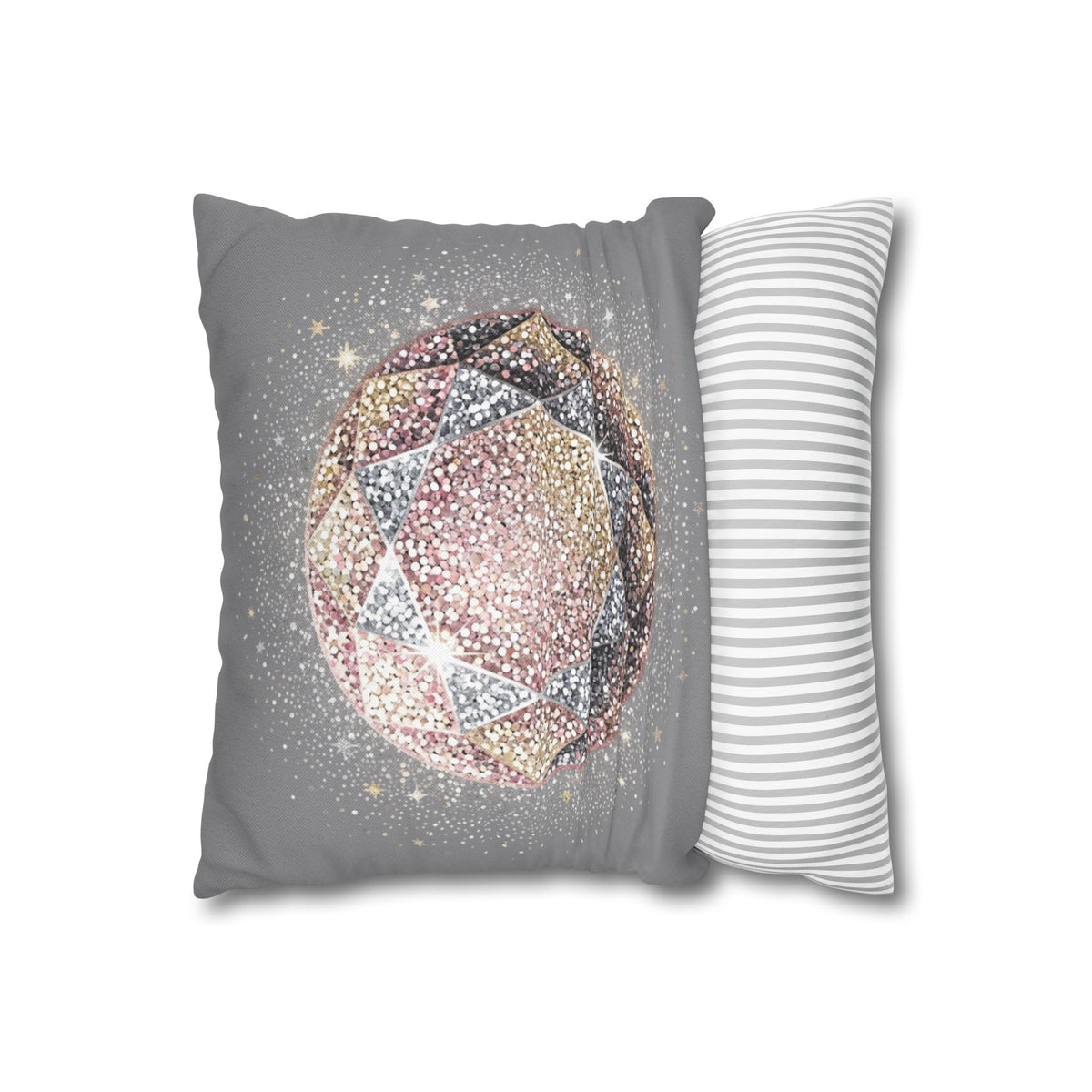 Glittery Grey Spun Polyester Square Pillowcase