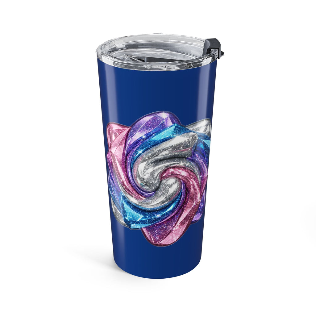 20oz Stainless Steel Tumbler Navy — Blue Iridescent Crystal Rose Design