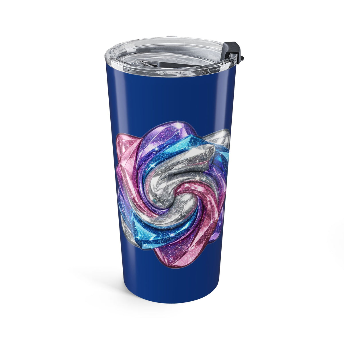 20oz Stainless Steel Tumbler Navy — Blue Iridescent Crystal Rose Design