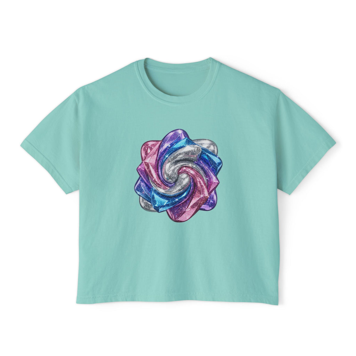 3D Glitter Design Women's Boxy Tee