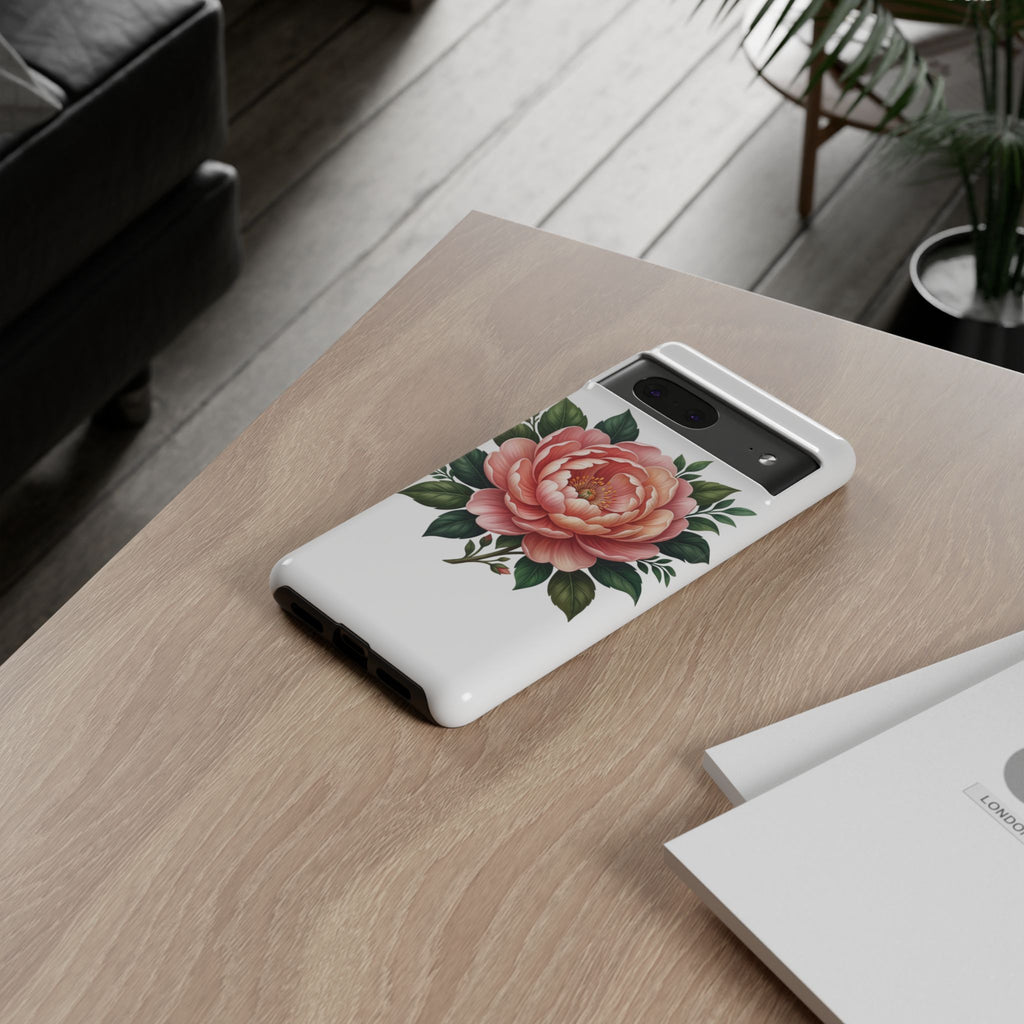 Floral Peony Tough Phone Case — Protective Botanical iPhone Cover