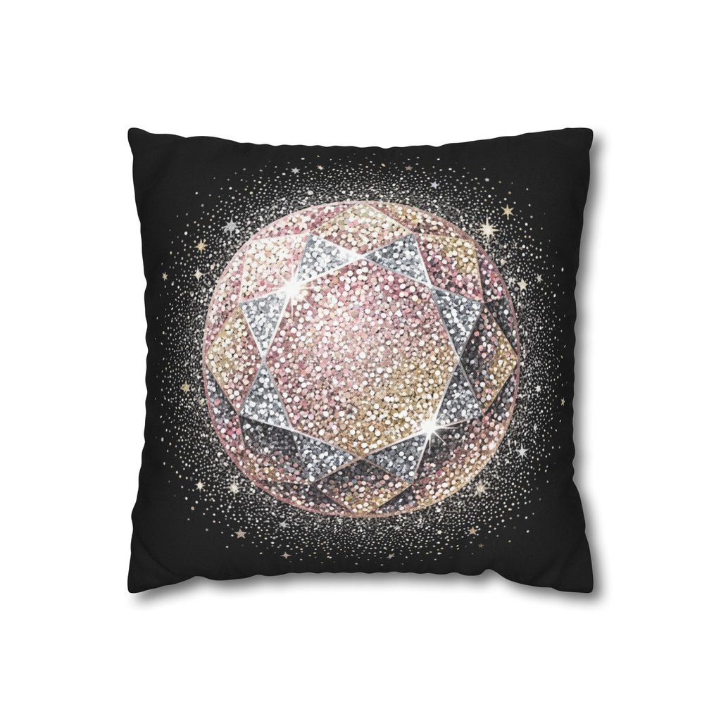 Glittery Black Spun Polyester Square Pillowcase