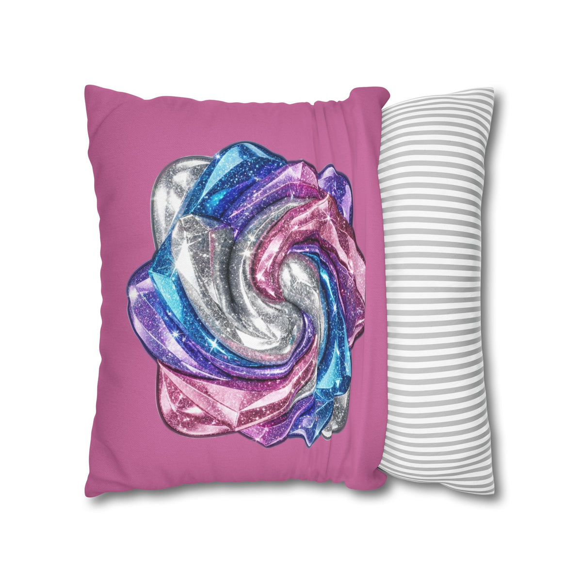 3D Glitter Design Light Pink Spun Polyester Square Pillowcase