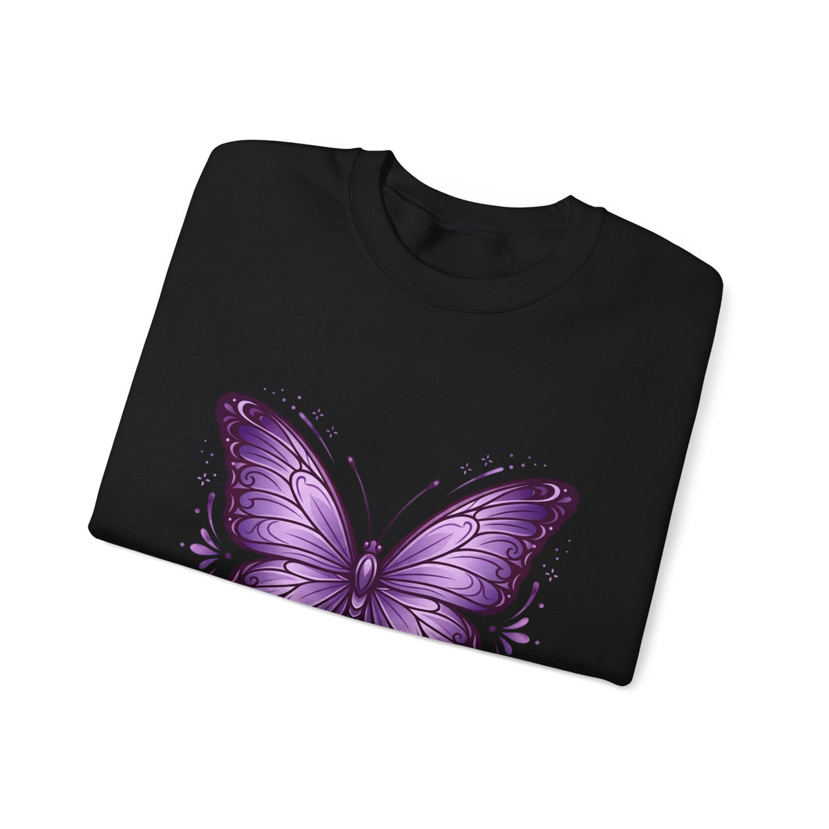 Purple Butterfly Crewneck Sweatshirt — Vibrant Graphic Butterfly Pullover