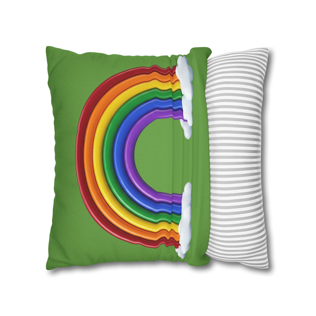 Rainbow Light Green Spun Polyester Square Pillowcase
