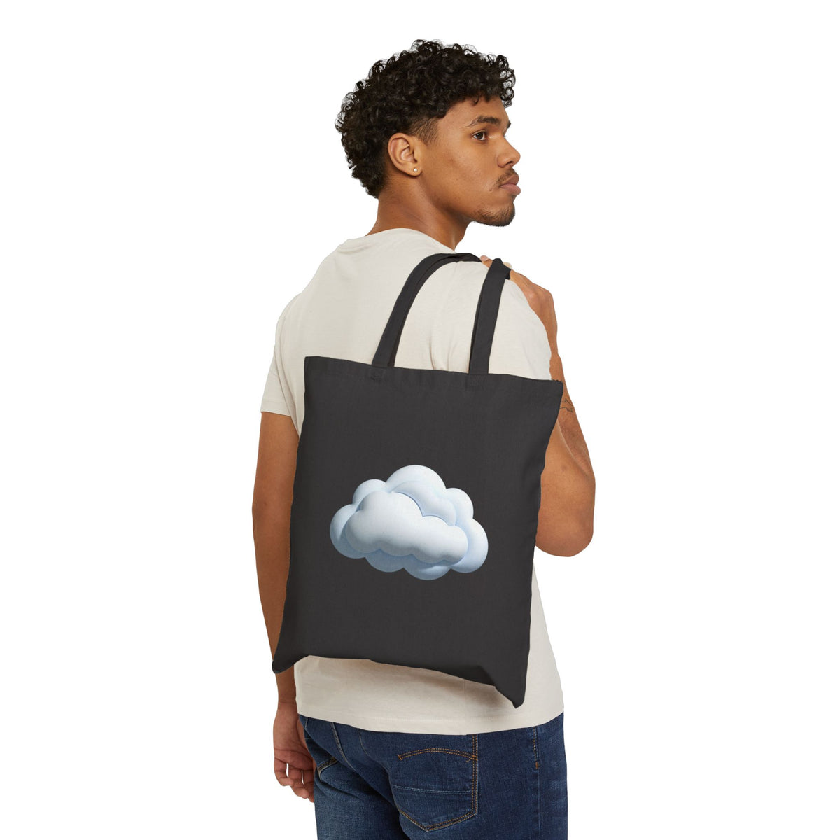 Cloud Illustration Cotton Canvas Tote — Soft Dreamy Cloud Print Eco Bag