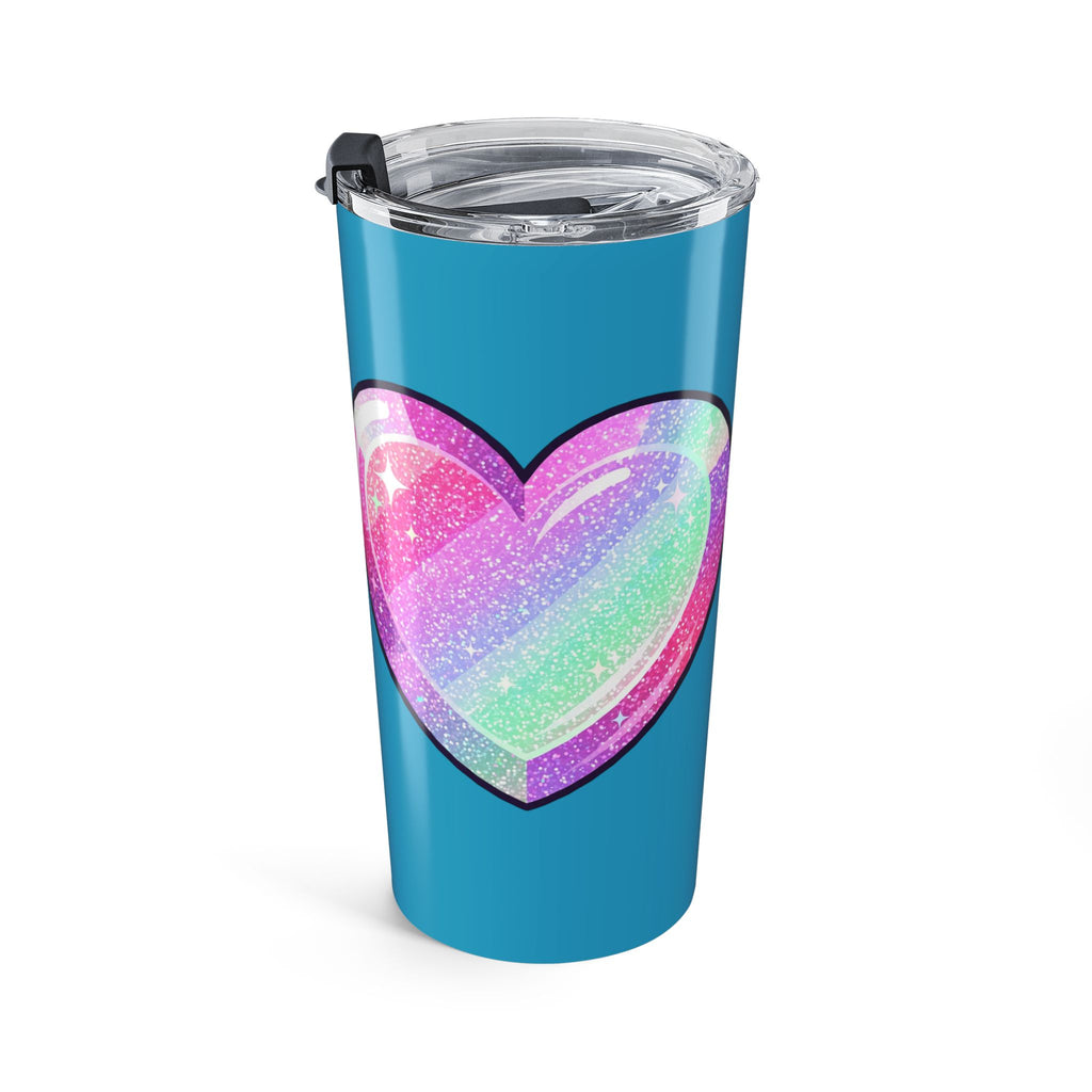 Pastel Glitter Heart Tumbler 20oz- Turquoise