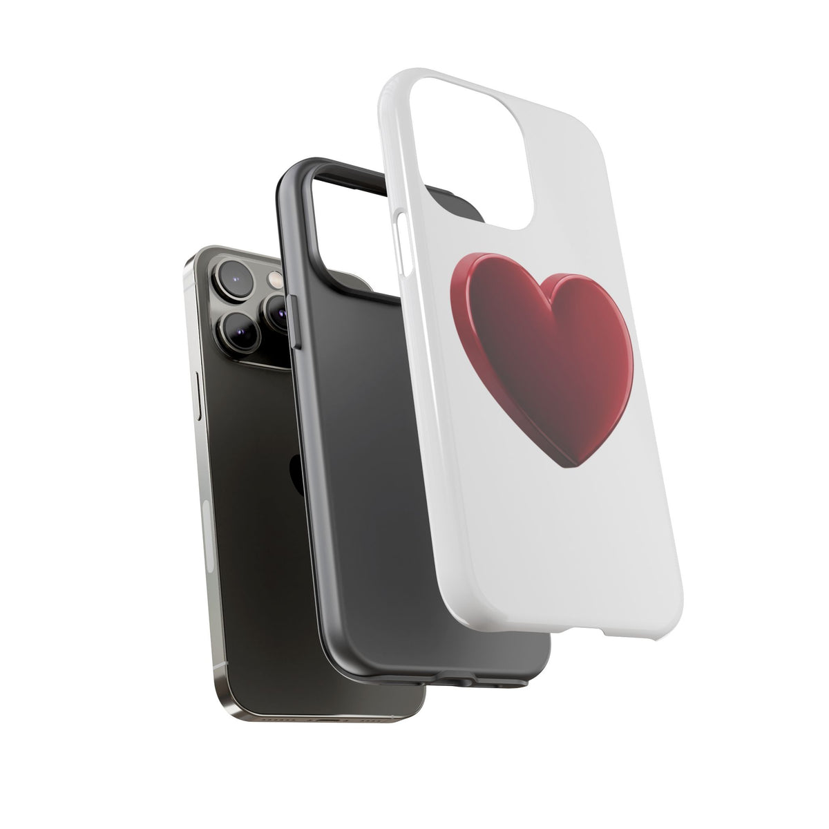 Heart Tough Phone Case - Red 3D Heart Protective Phone Case