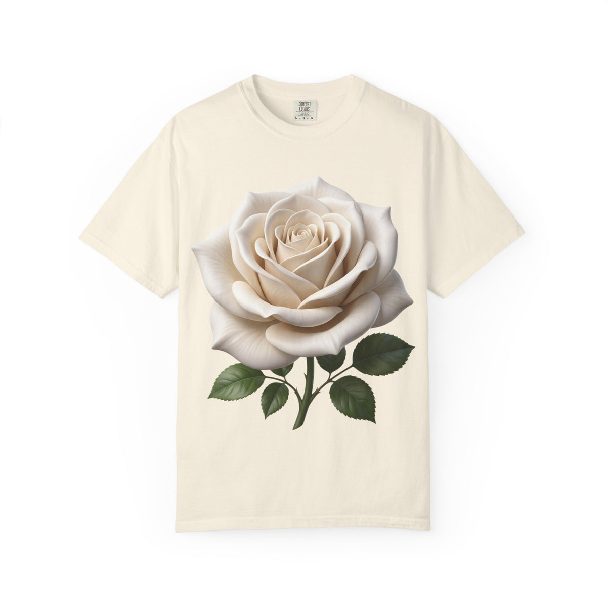White Rose T-Shirt — Realistic Vintage Floral Tee
