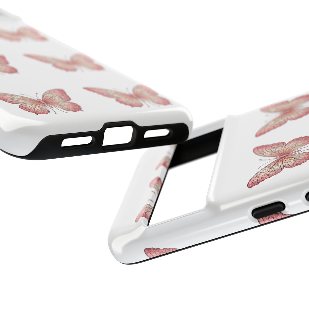 Pink Butterfly Tough Phone Case — Floral Pattern Protective Cover