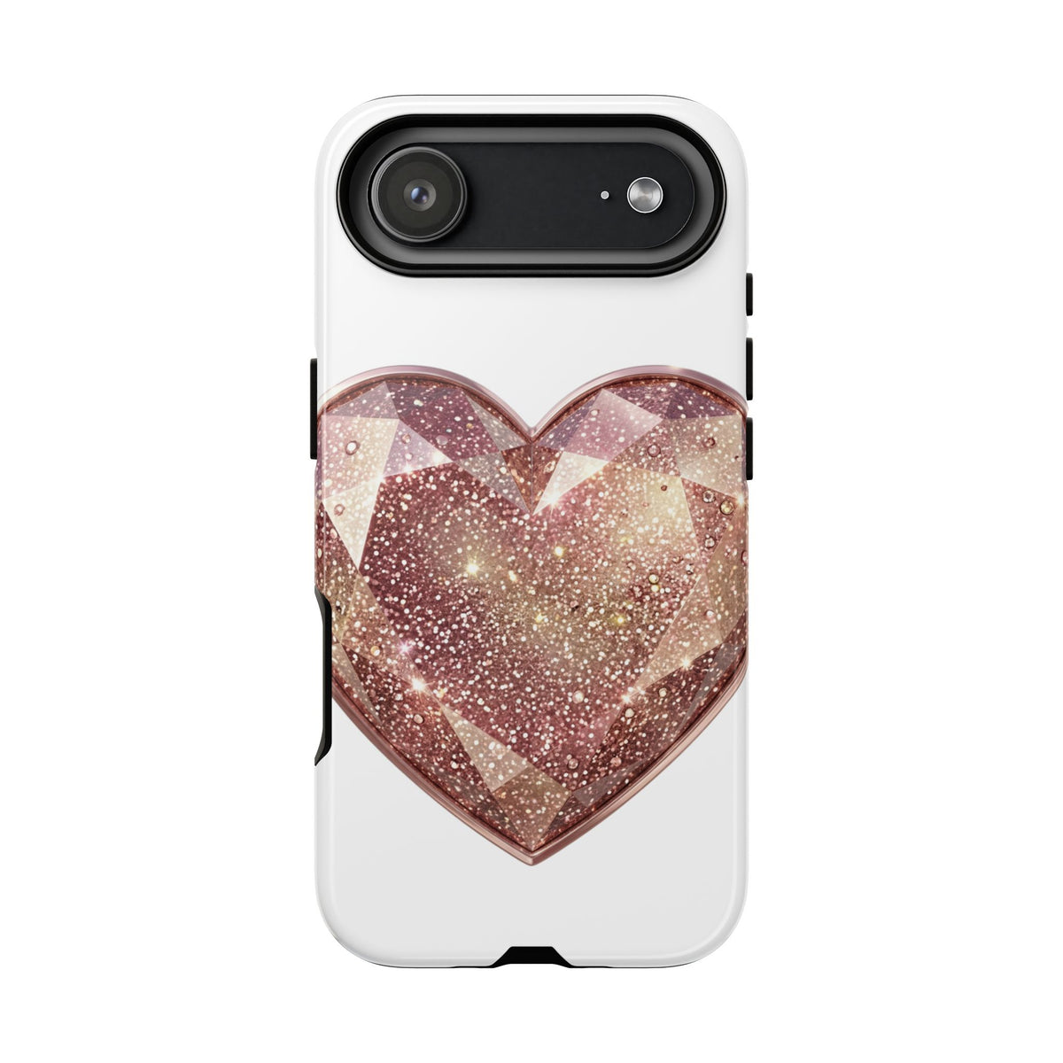 Rose Gold Glitter Crystal Heart Phone Case