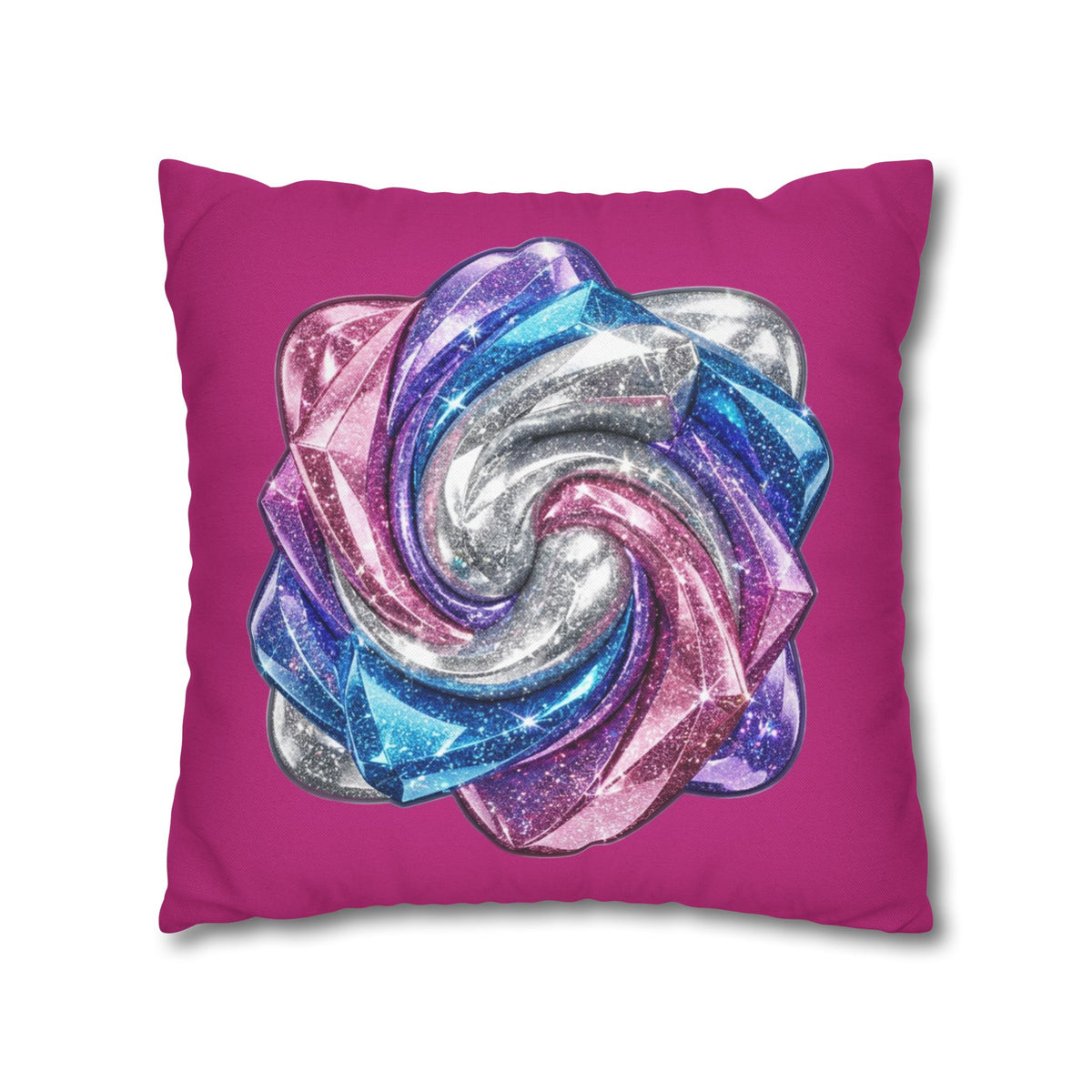 3D Glitter Design Magenta Spun Polyester Square Pillowcase
