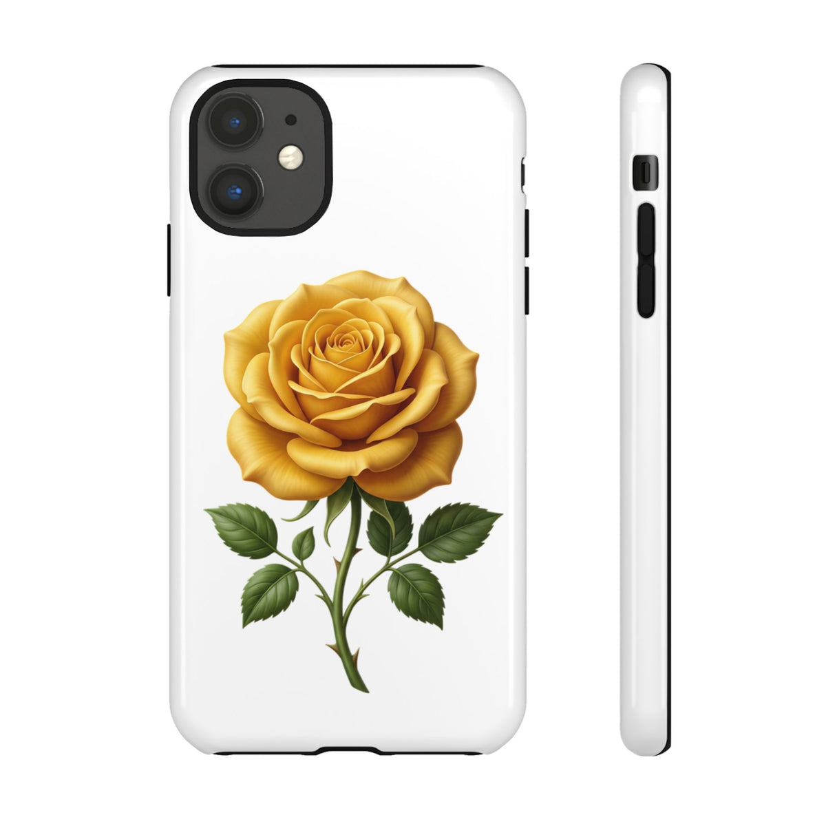 Yellow Rose Phone Case — Vintage Floral Tough Protective Cover