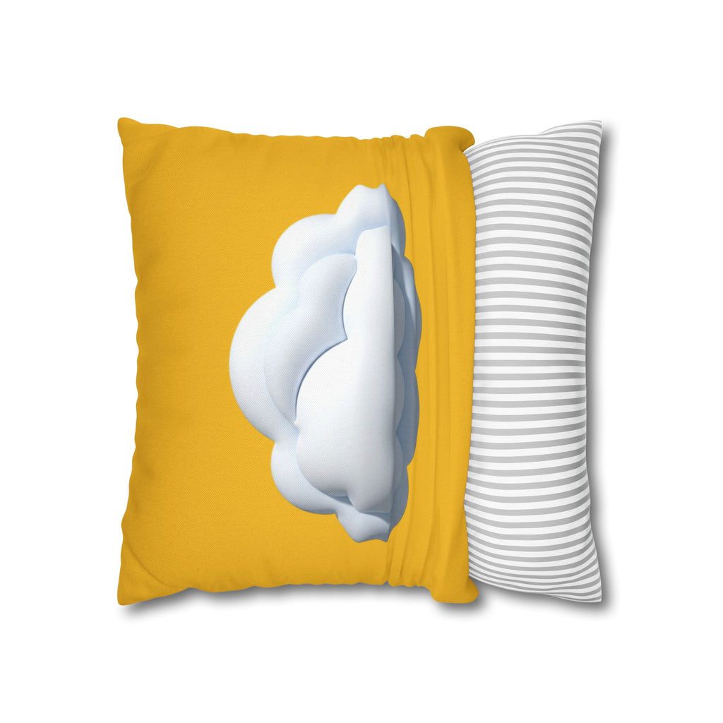 Yellow Cloud Decorative Pillowcase - Cute Fluffy Cloud Accent Cushion Cover