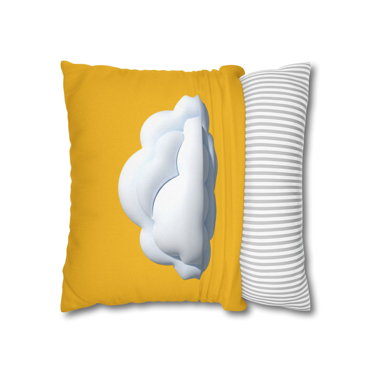 Yellow Cloud Decorative Pillowcase - Cute Fluffy Cloud Accent Cushion Cover