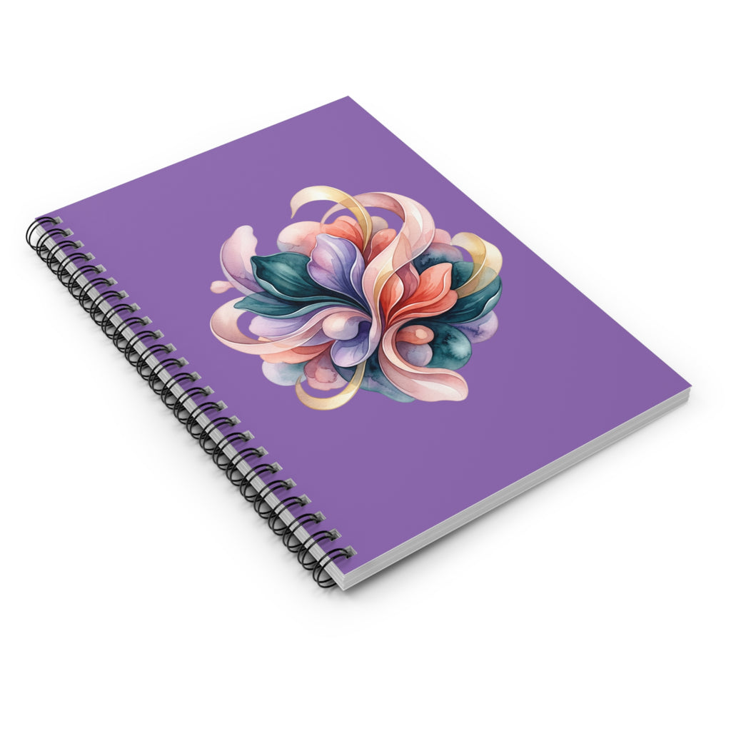 Floral Swirl Spiral Notebook — Purple Artistic Journal for Notes & Sketches