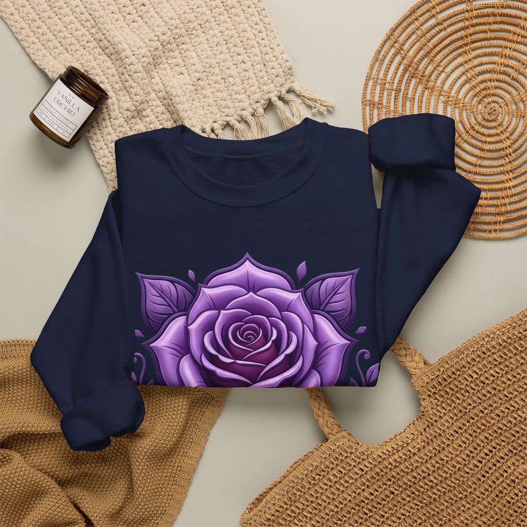 Purple Rose Crewneck Sweatshirt