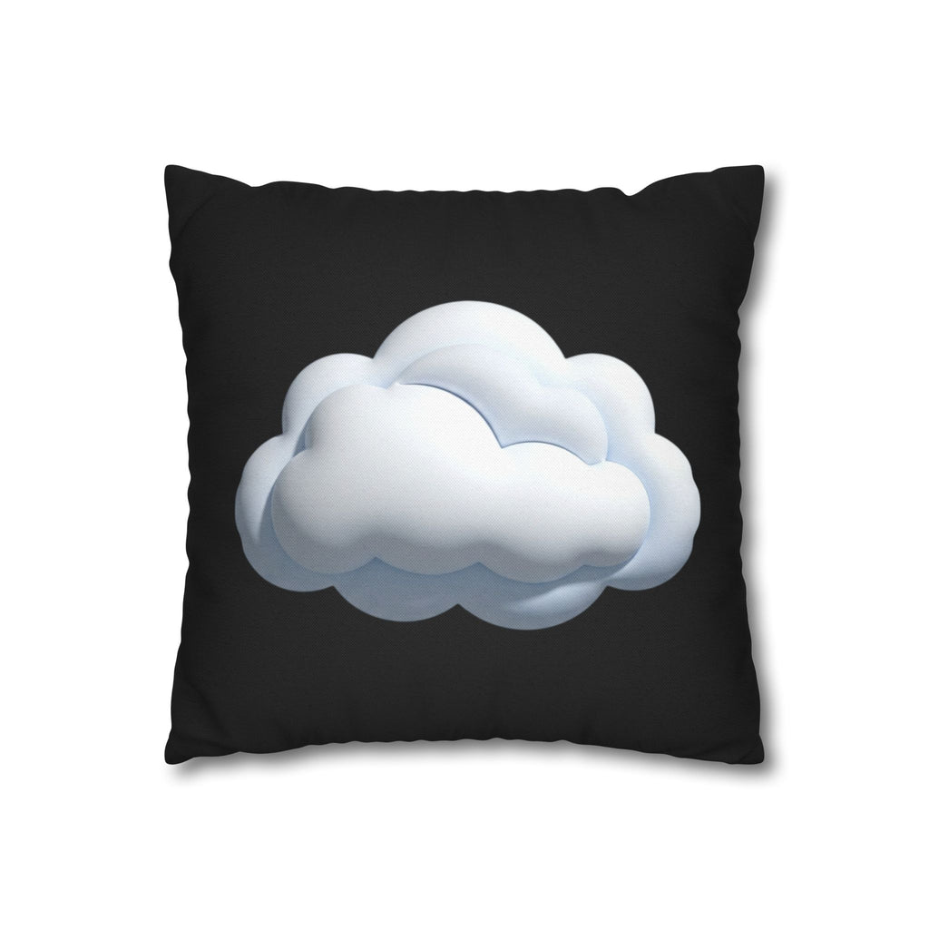 Cloud Graphic Black Pillowcase — Soft White Cloud on Black Decorative Pillow Cover