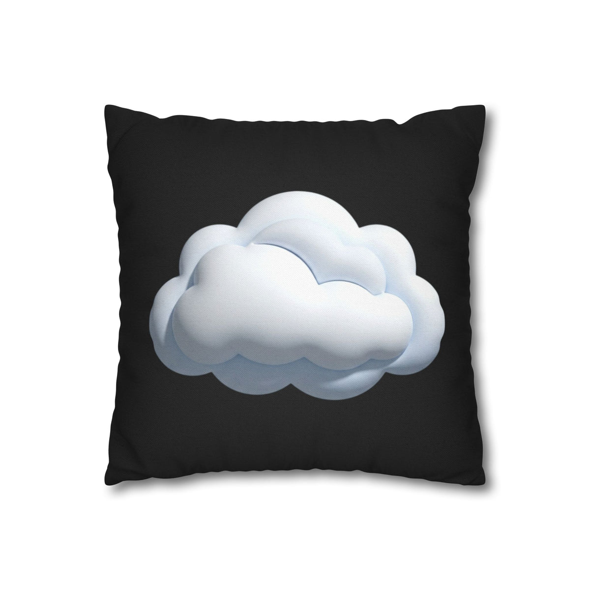 Cloud Graphic Black Pillowcase — Soft White Cloud on Black Decorative Pillow Cover