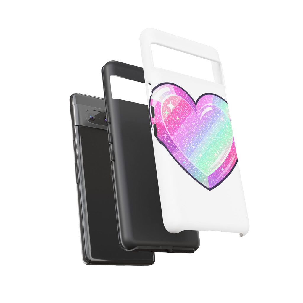 Pastel Glitter Heart Tough Phone Case — Cute Protective Phone Cover
