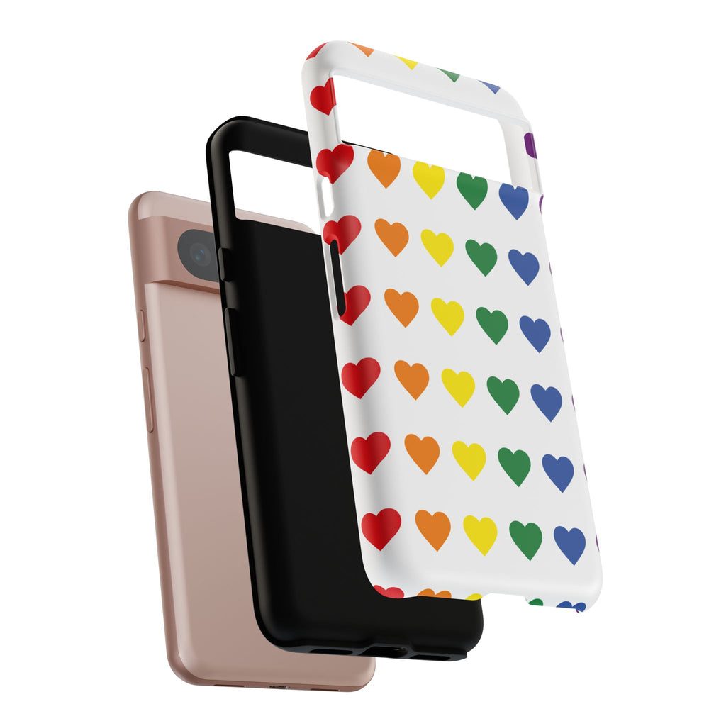 Rainbow Heart Tough Phone Case — Pride Pattern Protective Cover