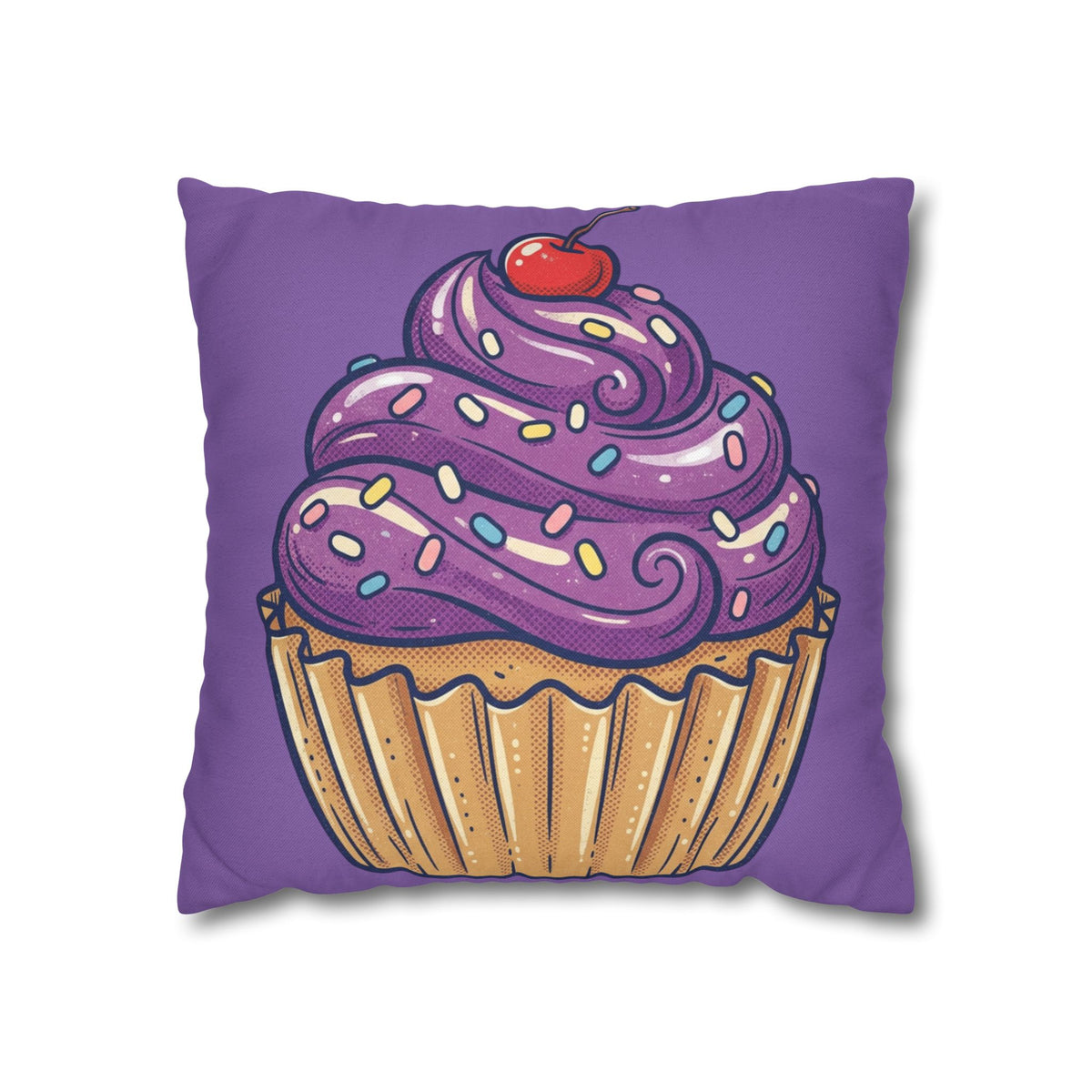 Cupcake Art Pillowcase — Purple Cupcake Decorative Throw Pillow Cover- Light Purple