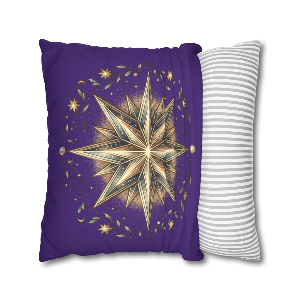 Star Print Dark Purple Spun Polyester Square Pillowcase