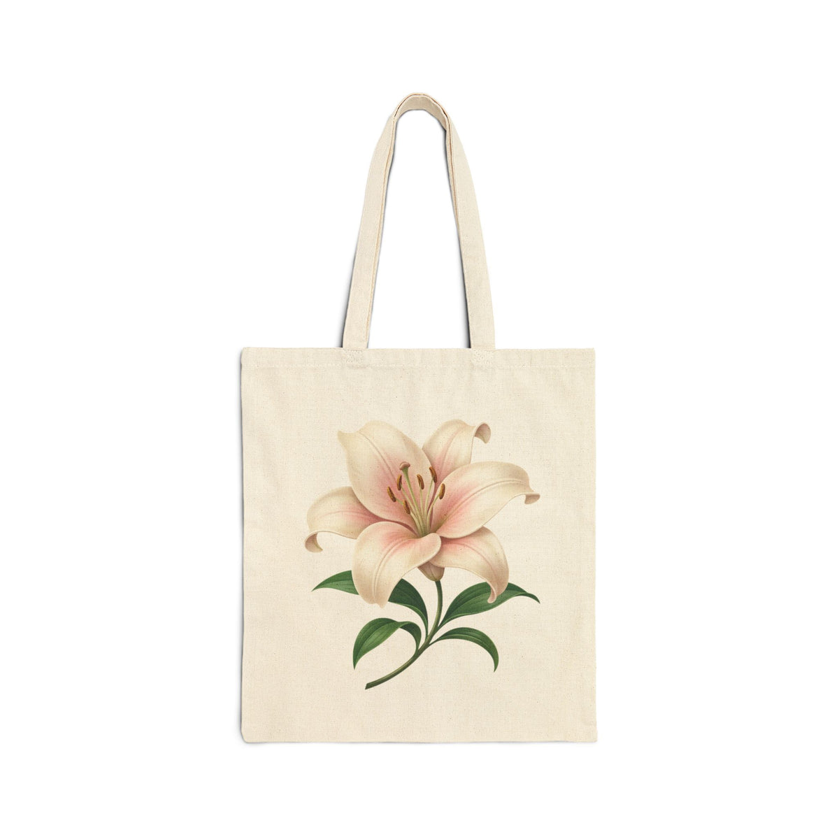 Floral Lily Canvas Tote Bag — Vintage Pink Lily Eco Shopper