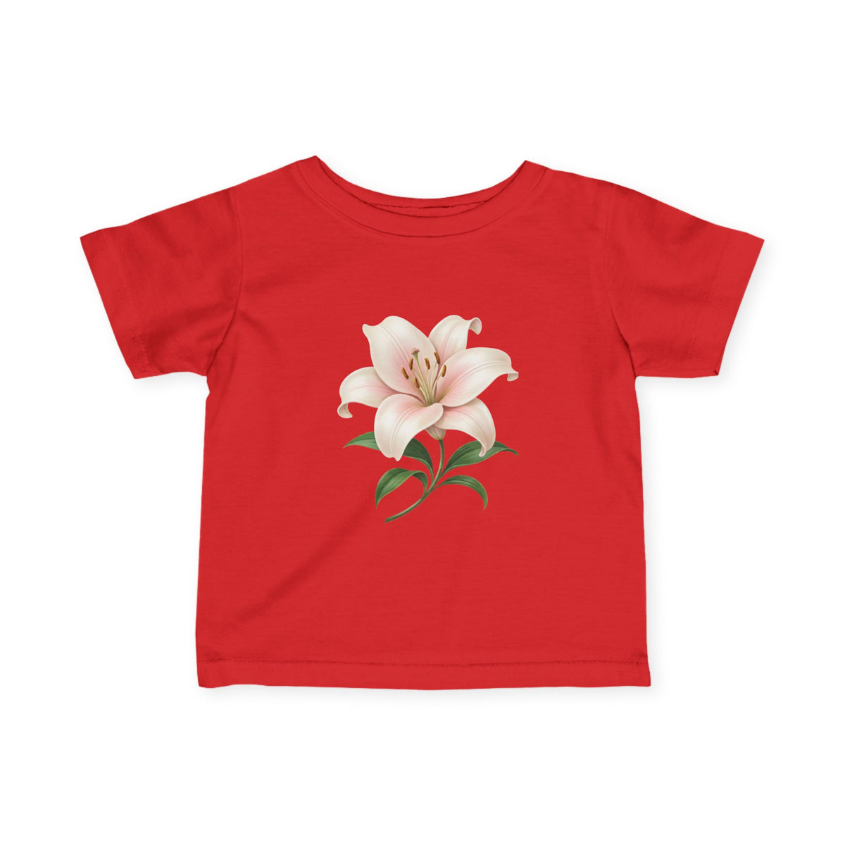 Infant Tee with Soft Pink Lily Floral Print — Baby Girl Spring Outfit