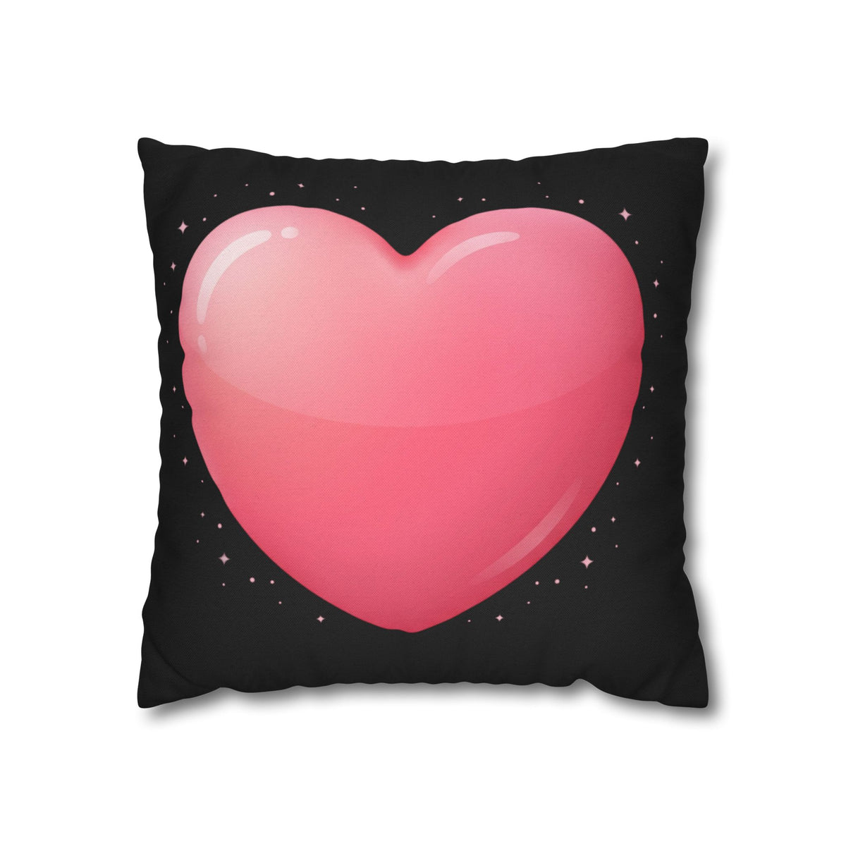 Pink Heart Black Spun Polyester Square Pillowcase