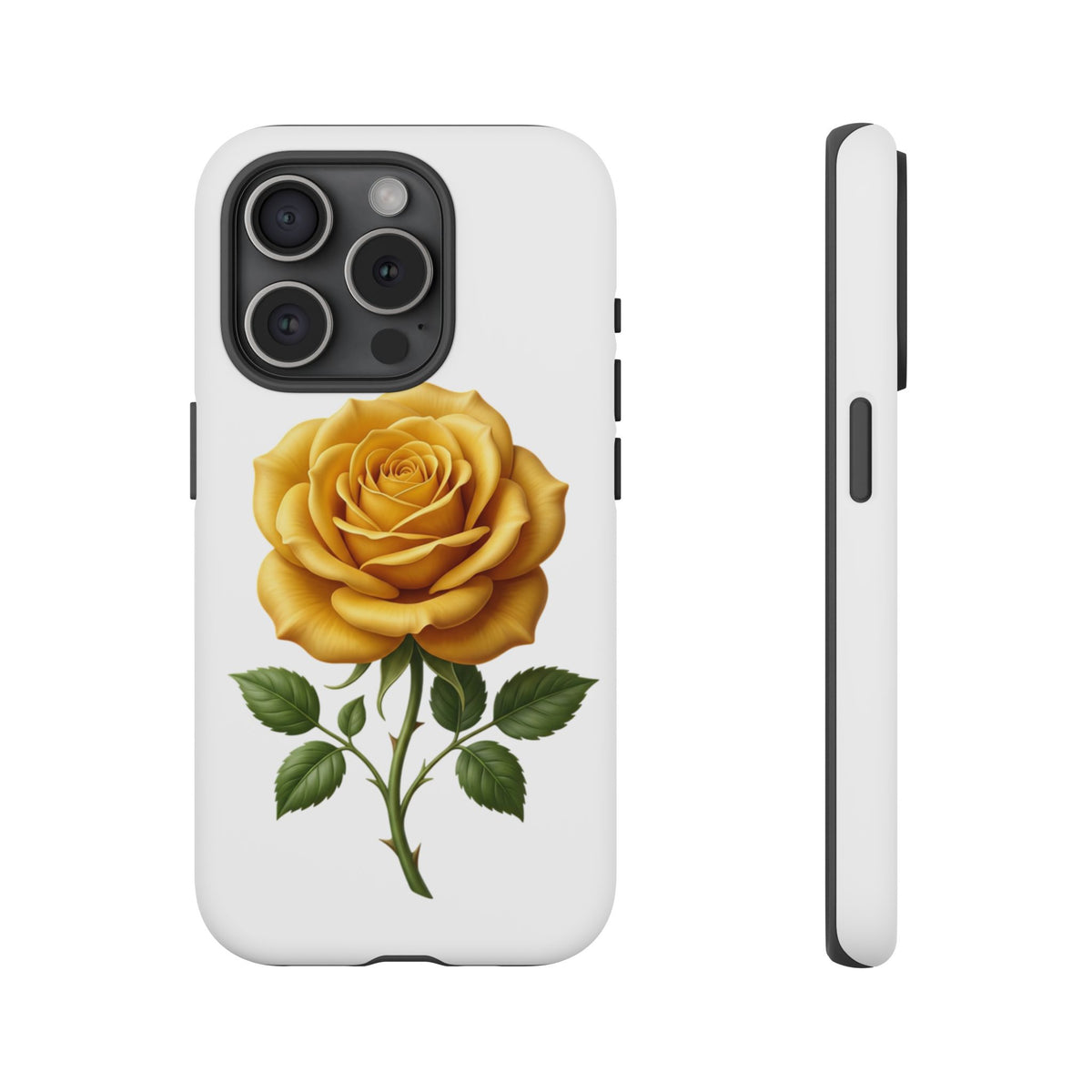 Yellow Rose Phone Case — Vintage Floral Tough Protective Cover