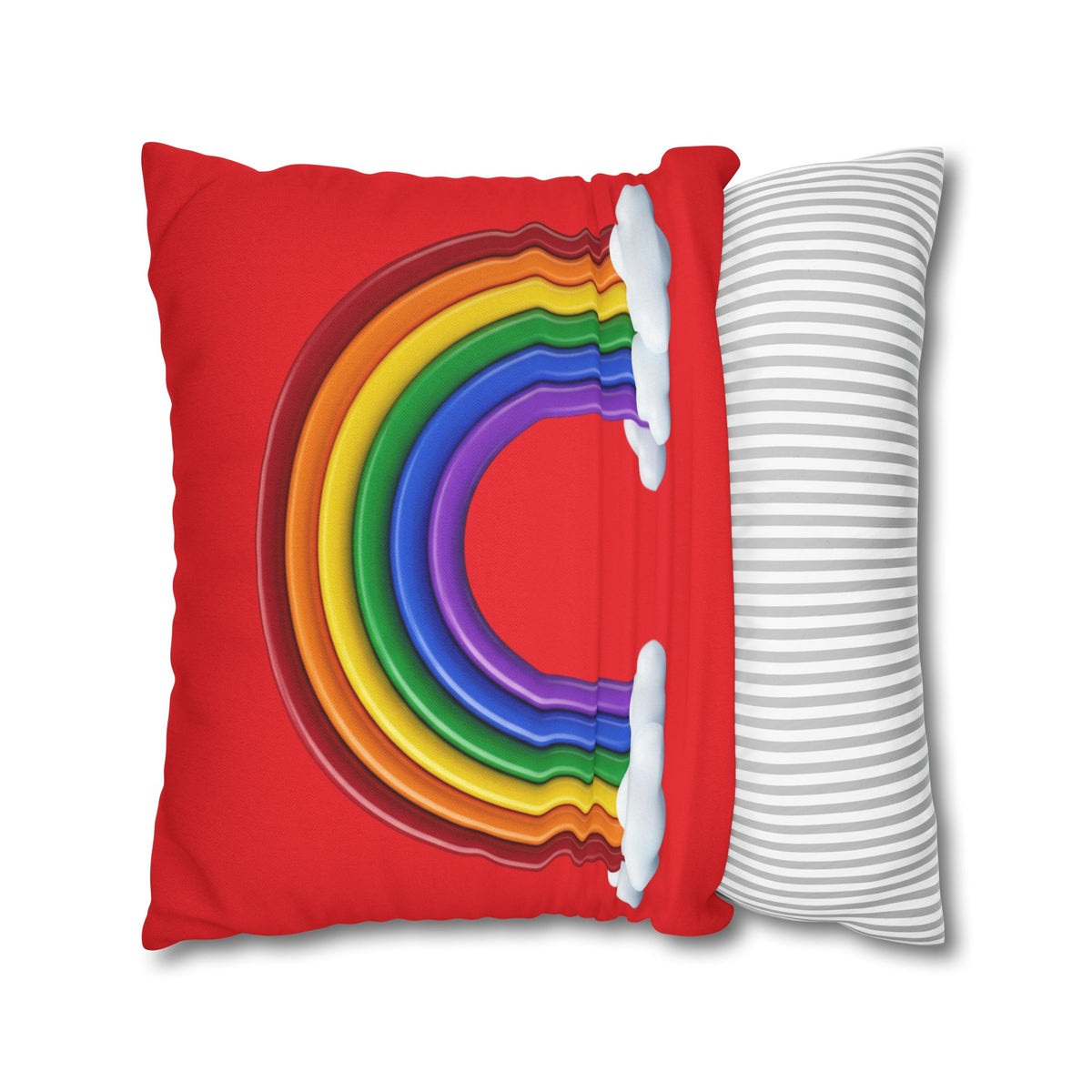 Rainbow Red Spun Polyester Square Pillowcase