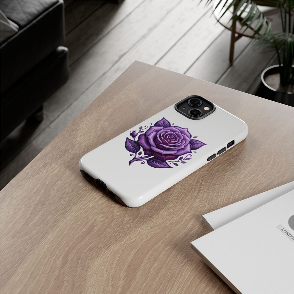 Purple Rose Tough Phone Case — Floral Protective Phone Cover