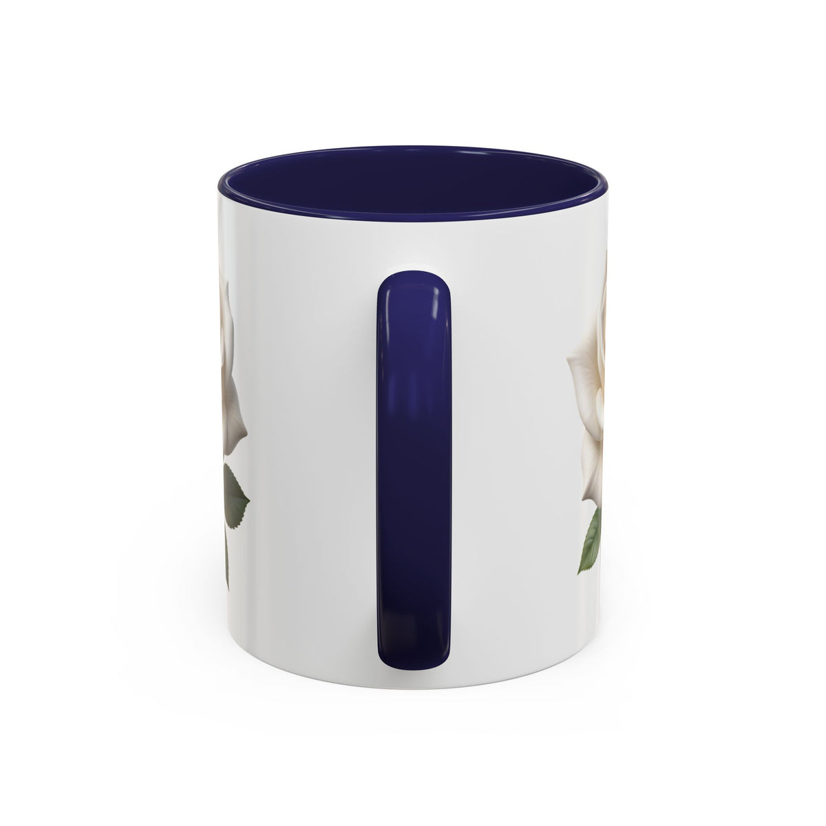 White Rose Accent Coffee Mug — Elegant Floral 11/15oz Ceramic