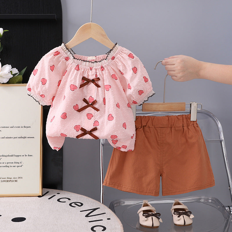 Love short sleeved shorts two-piece set