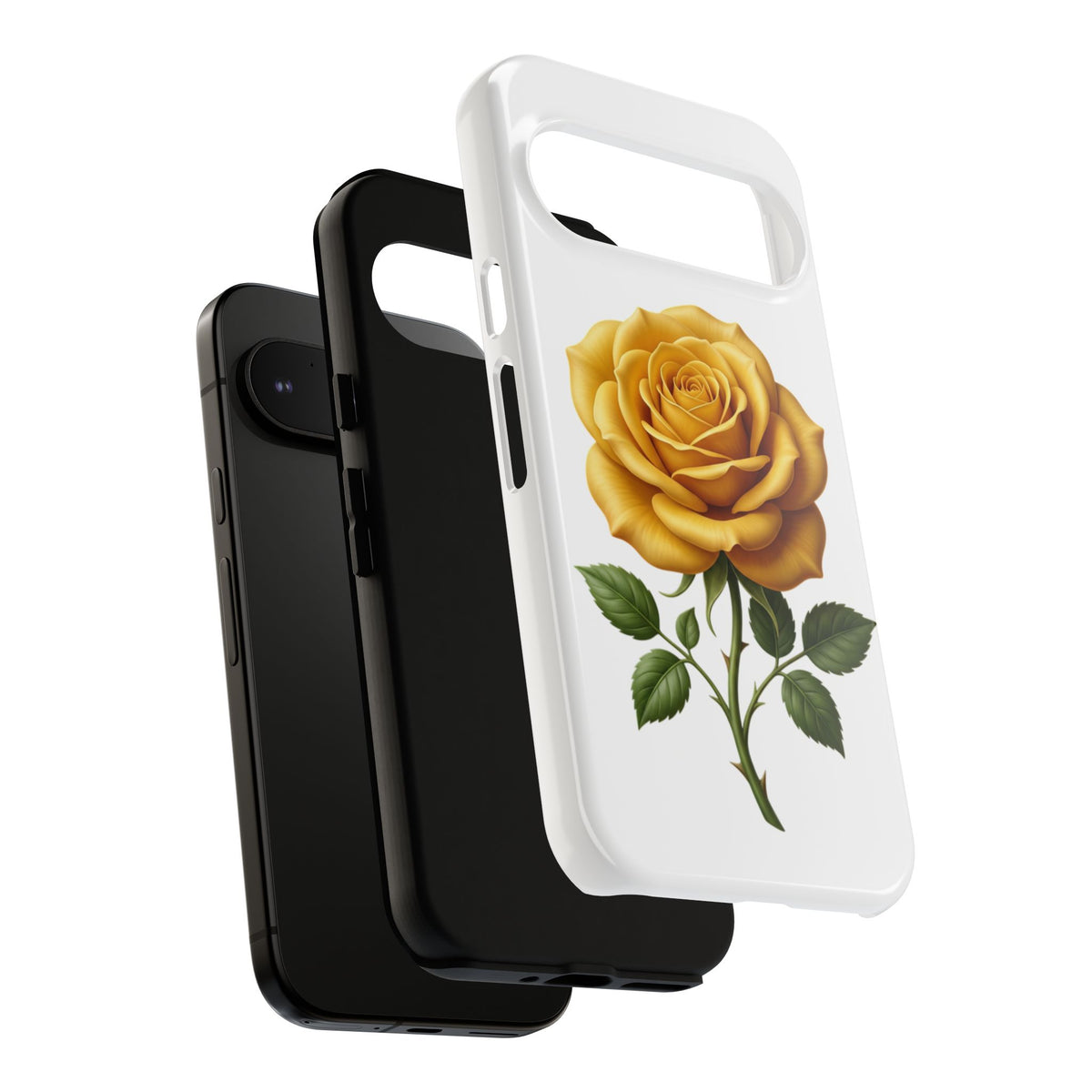 Yellow Rose Phone Case — Vintage Floral Tough Protective Cover