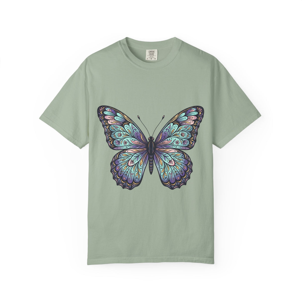 Butterfly Art T‑Shirt — Blue Purple Ornamental Butterfly Graphic Tee