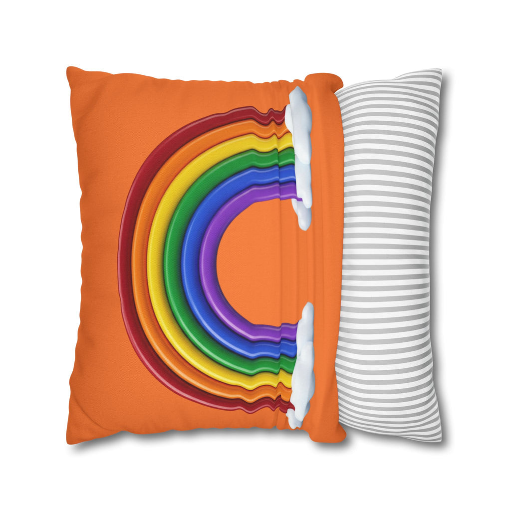 Rainbow Orange Spun Polyester Square Pillowcase