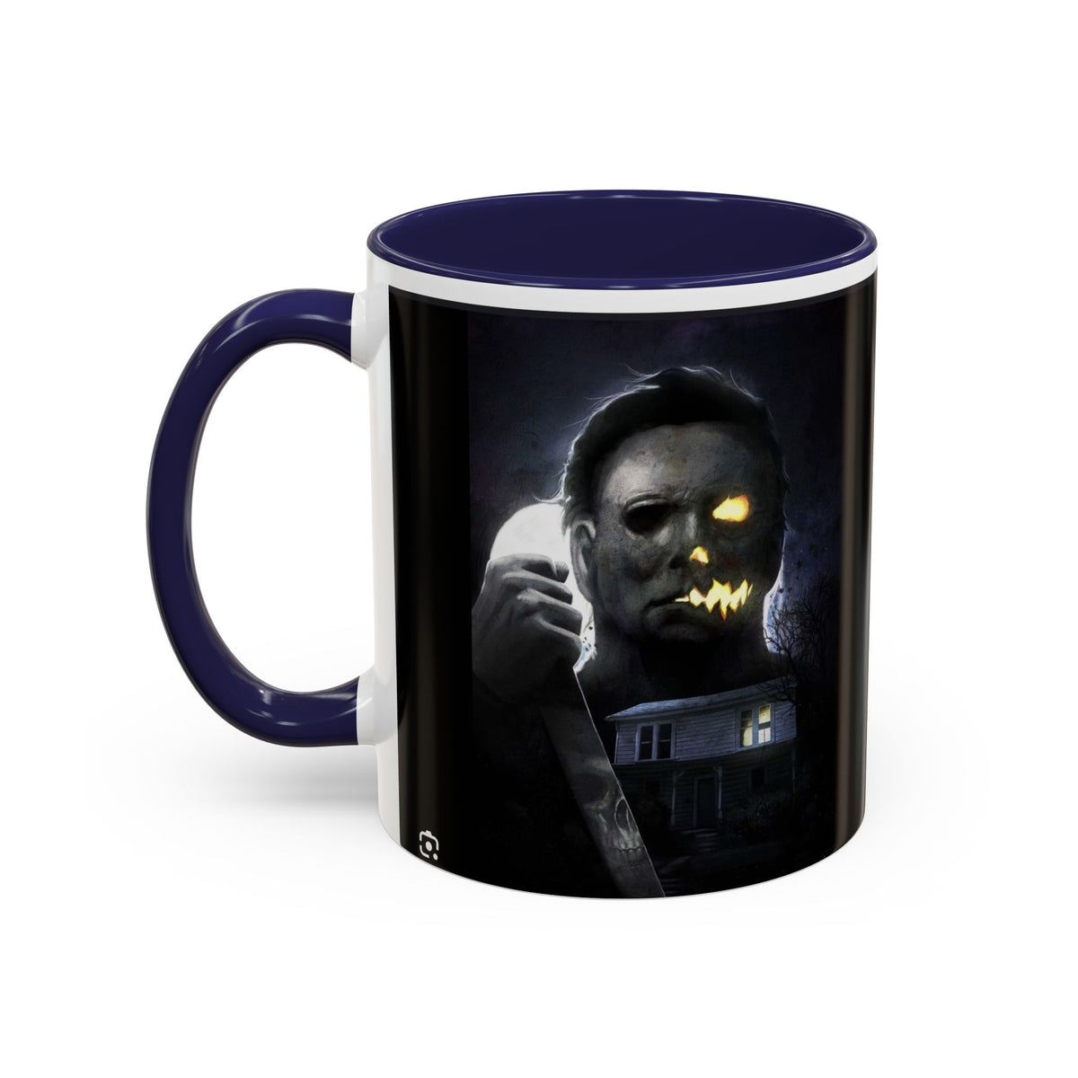 Halloween Michael Myers Accent Coffee Mug — Spooky Horror Movie Jack-O'-Lantern Face (11/15oz)