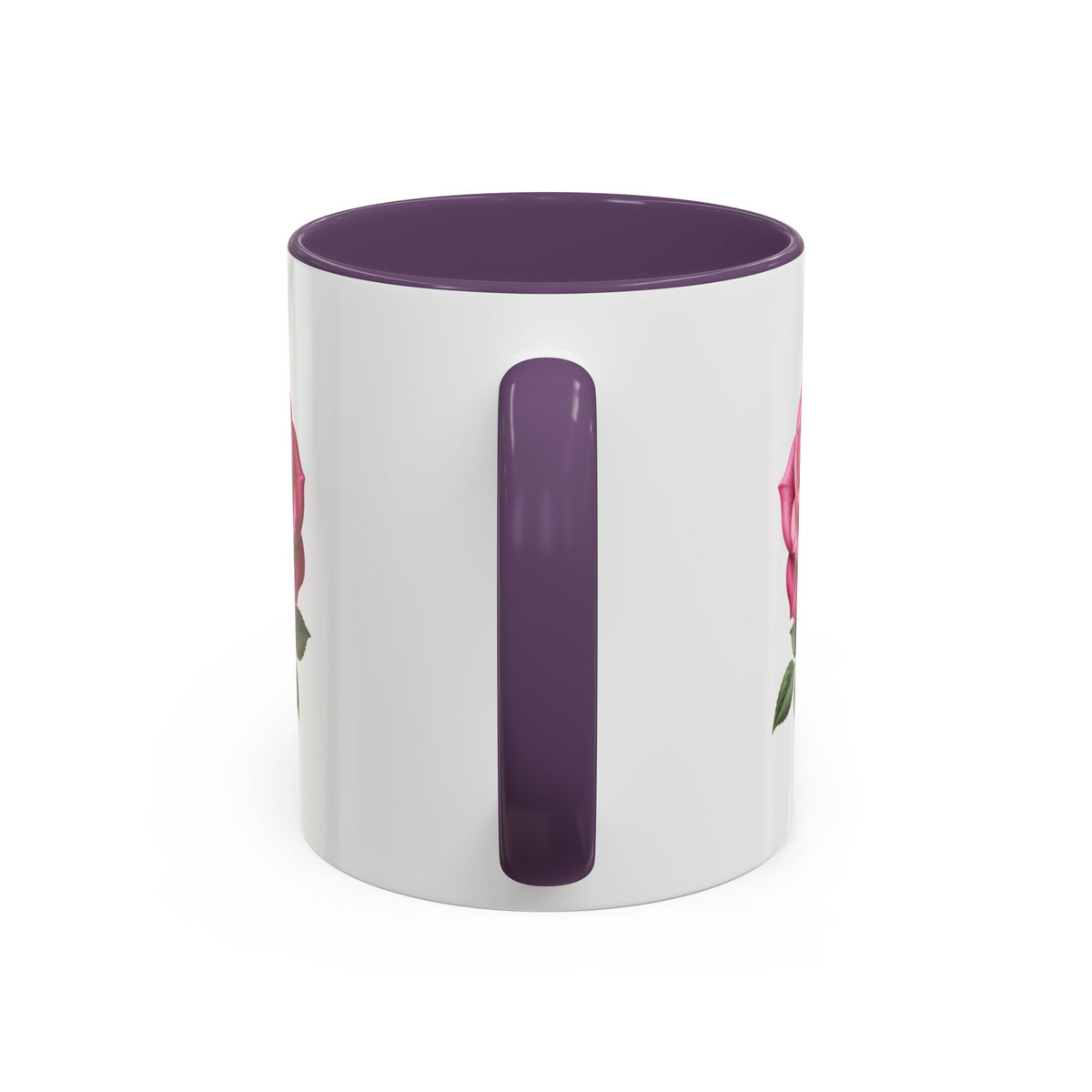 Pink Rose Accent Coffee Mug — Floral Tea & Coffee Cup (11/15 oz)