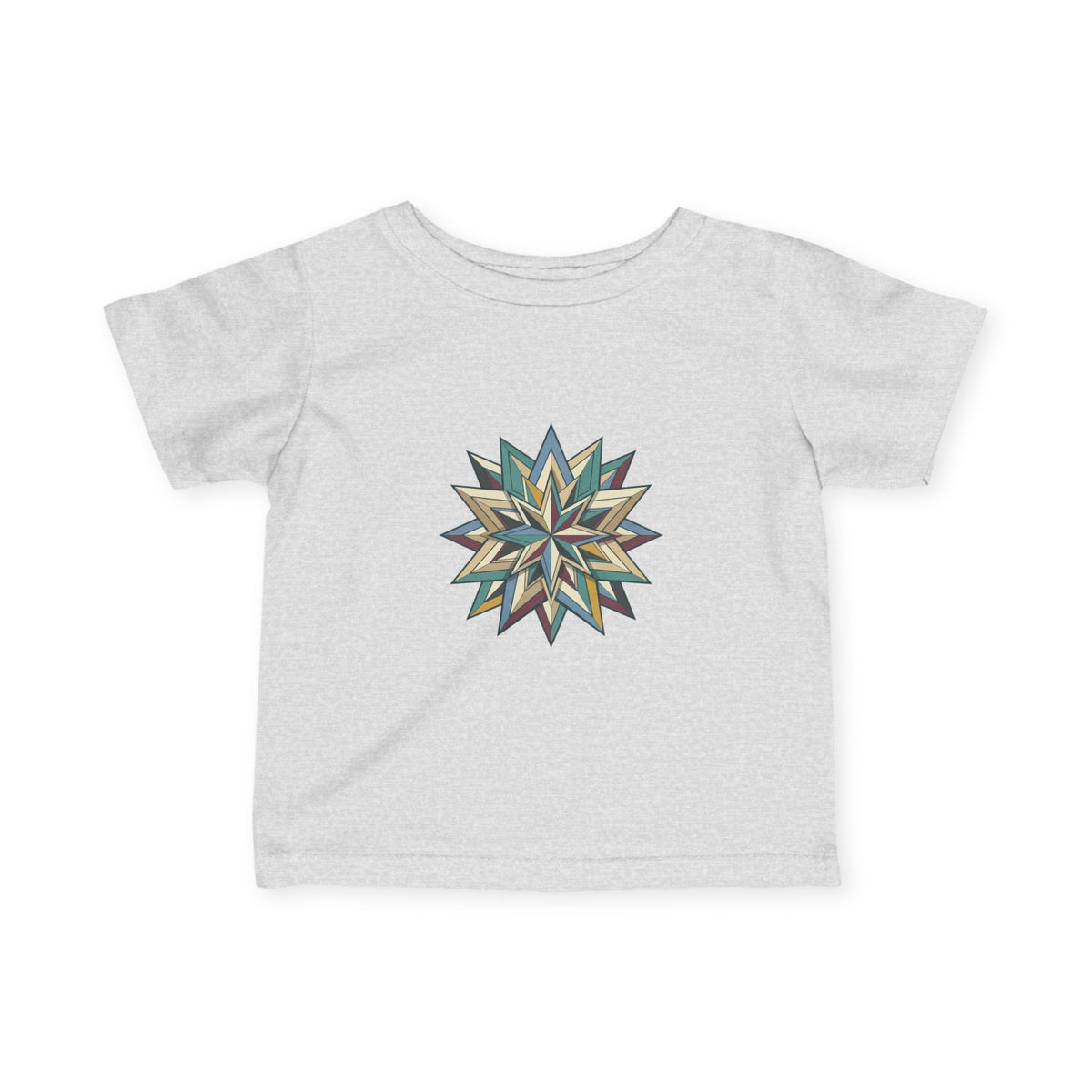 Infant Tee with Geometric Starburst Design — Neutral Baby Shirt, Modern Nursery Gift