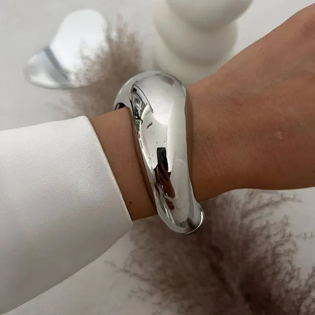 Cuff Wide Bangle Gold & Silver