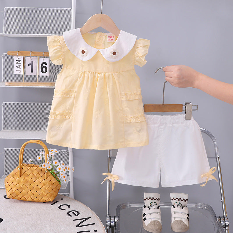 Girls' short sleeved two-piece set for small and medium-sized children