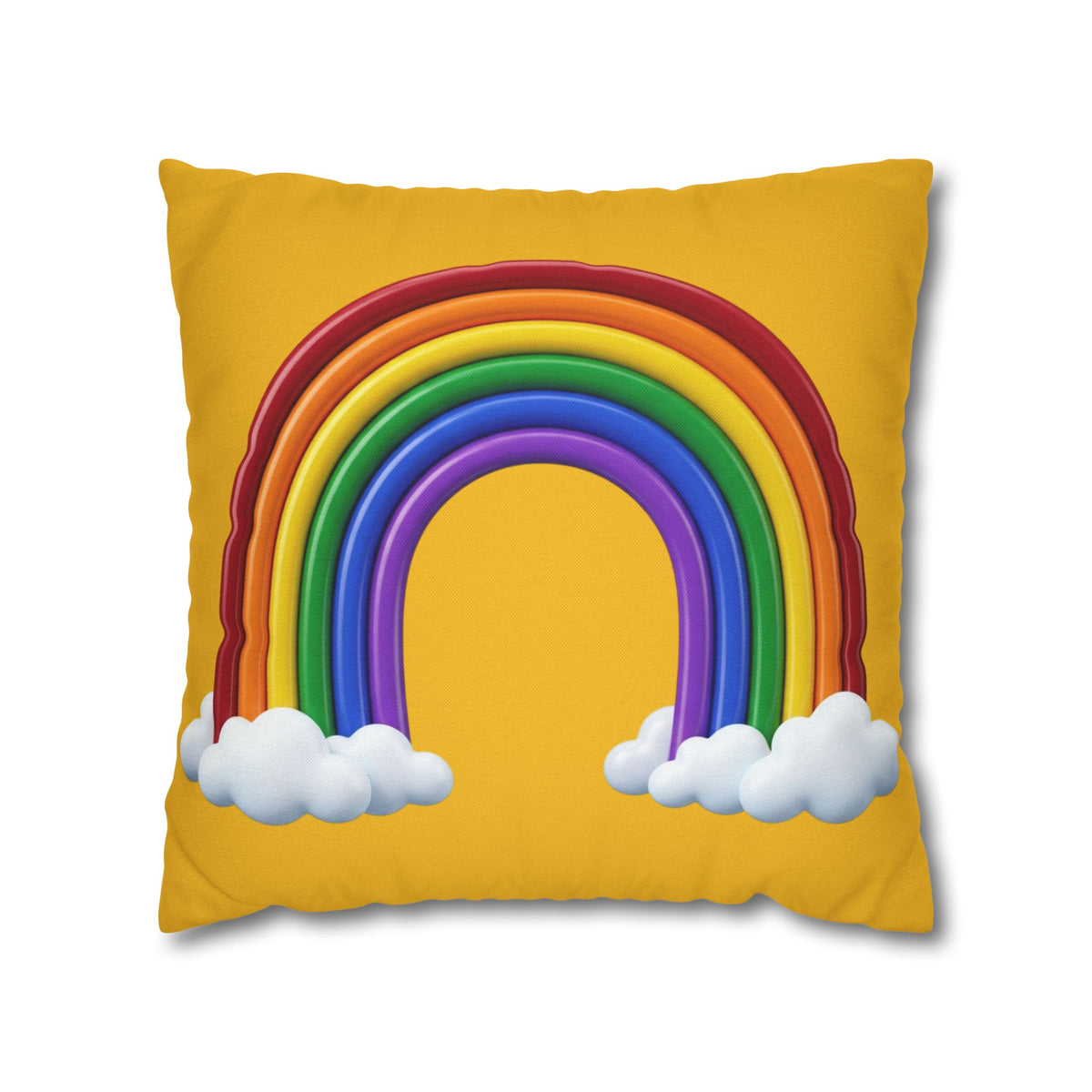 Rainbow Yellow Spun Polyester Square Pillowcase