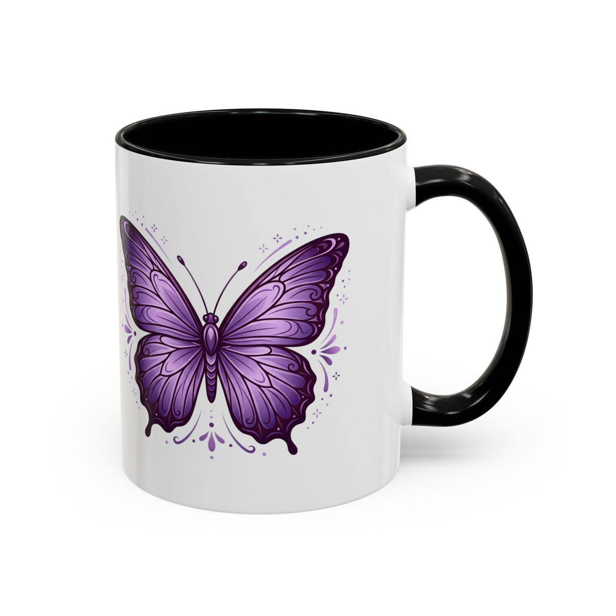 Purple Butterfly Accent Coffee Mug — 11oz & 15oz Decorative Tea Cup