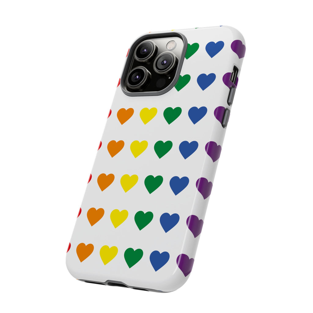 Rainbow Heart Tough Phone Case — Pride Pattern Protective Cover