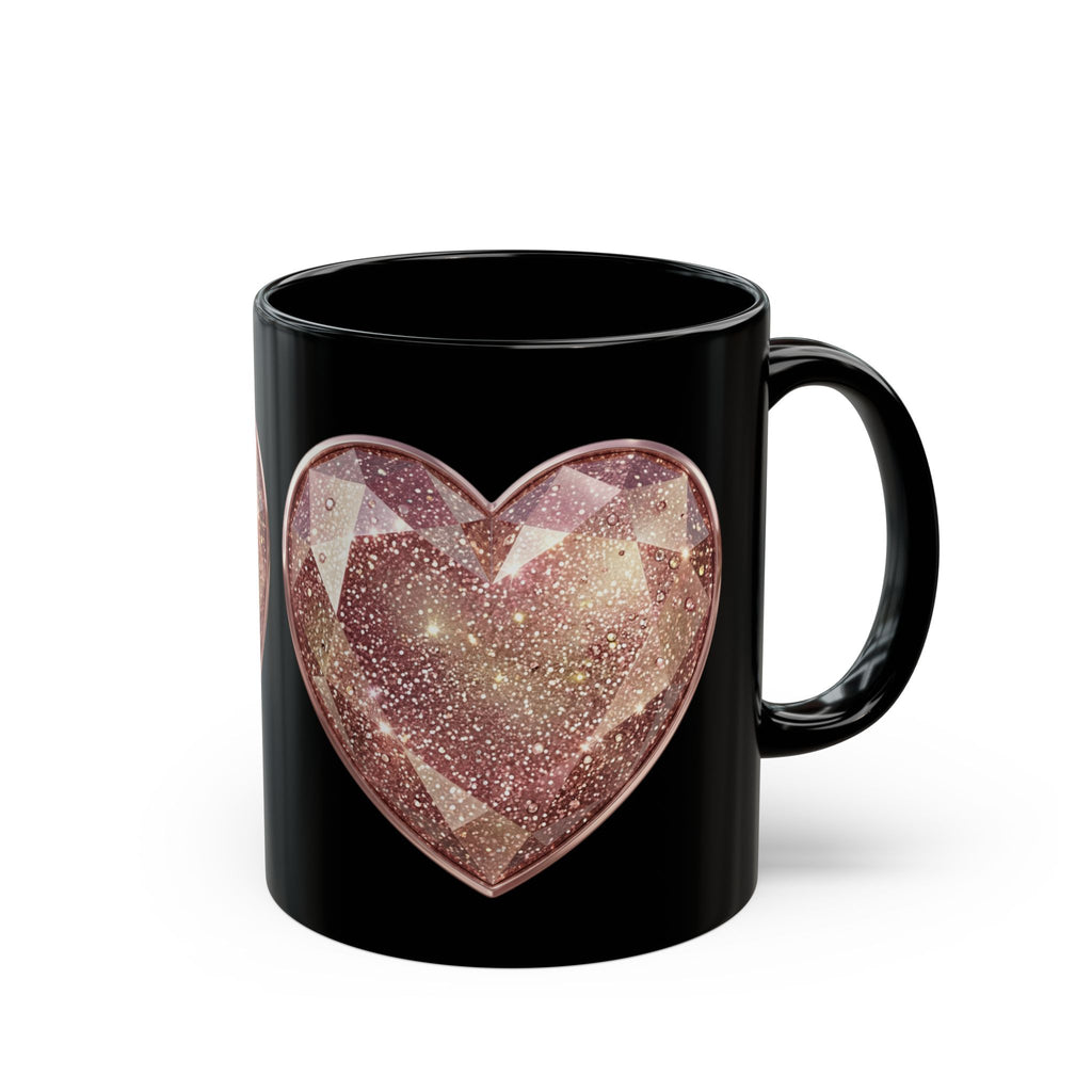 Rose Gold Heart Black Mug (11oz, 15oz)